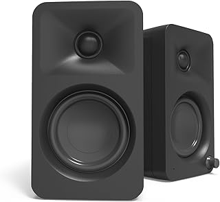 Настольные активные компьютерные колонки Kanto ORAMB мощностью 100 Вт с Bluetooth 5.0 и входом USB-C | Двухканальное усиление | Автоматический кроссовер 100 Гц | Звук эталонного качества | Пара | Черный