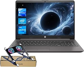 Ноутбук HP Premium 255 G9 15,6" HD, процессор Intel Core, 8 ГБ ОЗУ, SSD 256 ГБ, веб-камера, устройство чтения SD-карт, HDMI, RJ-45, Wi-Fi, Windows 11 Home, черный, в комплекте с радиатором и кулером для ноутбука PCO Notebook Fold.