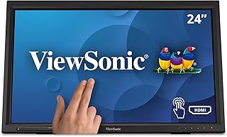 Монитор ViewSonic TD2423D, 24 дюйма, разрешение 1080p, 10-точечный мультисенсорный ИК-подсветка, функция защиты зрения, HDMI, VGA, USB-концентратор и DisplayPort.
