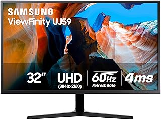 Компьютерный монитор SAMSUNG 32" UJ59 Series 4K UHD (3840x2160), VA-панель, HDMI, Display Port, режим защиты глаз/от мерцания, FreeSync, LU32J590UQNXZA, черный