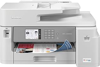 Многофункциональный цветной струйный принтер Brother MFC-J5855DW INKvestment Tank с запасом чернил до 1 года в комплекте¹ и возможностью печати на листах формата до 11” x 17”, белый.