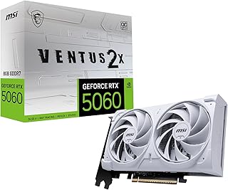 Видеокарта MSI Gaming RTX 5060 8G Ventus 2X OC белого цвета (8 ГБ GDDR7, 128-бит, экстремальная производительность: 2535 МГц, DisplayPort x3 2.1a, HDMI 2.1b, архитектура NVIDIA Blackwell).