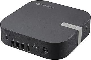 ASUS Chromebox 5a с процессором Intel® Celeron® 7305, 4 ГБ оперативной памяти DDR4, твердотельным накопителем M.2 PCIe G4x4 NVMe объемом 128 ГБ, четырьмя дисплеями, Wi-Fi 6E и Bluetooth, гигабитным LAN, USB-C, операционной системой Chrome OS и креплением VESA.