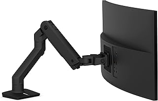 Ergotron – HX Premium Heavy Duty Monitor Arm, Single Monitor VESA Desk Mount – for Flat or Sleep Curved Ultrawide Monitors Up to 49 inch, 20 to 42 lbs – Standard Pivot, Matte Black