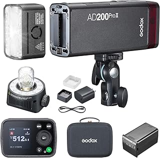 Вспышка GODOX AD200 PRO II (2025) AD200 PRO Стробоскоп, обновленная мощность 200 Вт·с 2,4 ГГц от 1/512 до полной мощности (1/1), десятиступенчатая регулировка мощности, постоянная цветовая температура ±100K, карманная вспышка-моноблок