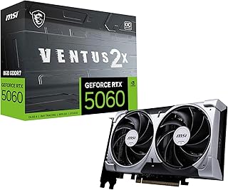 Видеокарта MSI Gaming RTX 5060 8G Ventus 2X OC (8 ГБ GDDR7, 128-бит, экстремальная производительность: 2535 МГц, DisplayPort x3 2.1a, HDMI 2.1b, архитектура NVIDIA Blackwell)