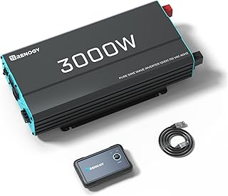 Инвертор Renogy P2 3000 Вт с чистой синусоидальной волной, преобразователь постоянного тока 12 В в переменный ток 120 В для дома, автодома, грузовика, кемпинга, прицепа, с проводным пультом дистанционного управления, поддерживает литиевые, AGM, SLD, GEL, FLD аккумуляторы.
