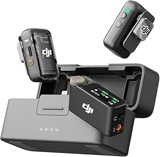 DJI Mic 2 (2 передатчика + 1 приемник + зарядный кейс), беспроводной петличный микрофон, интеллектуальное шумоподавление, 32-битная внутренняя запись с плавающей запятой, радиус действия 250 м (820 футов), микрофон для iPhone, Android, камеры