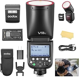 Вспышка Godox V1 Pro C V1Pro-C (версия для США) для камер Canon, TTL, круглая головка, аккумулятор 2980 мАч, 76 Вт, 500 вспышек на полной мощности, E-TTL, выдержка 1/8000 с, HSS, время перезарядки 1,3 с, беспроводная светодиодная моделирующая лампа 2,4 ГГц.