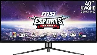 Игровой монитор MSI MAG401QR, 40 дюймов, 3440 x 1440 (UWQHD), IPS, 155 Гц, FreeSync Premium, HDR400, HDMI, DisplayPort, USB C, регулировка наклона, черный.
