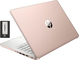 Ноутбук HP Stream 14" HD BrightView, процессор Intel Celeron N4120, 16 ГБ ОЗУ, 416 ГБ памяти (128 ГБ eMMC + 288 ГБ док-станция), графика Intel UHD Graphics, камера 720p, Wi-Fi, 1 год подписки на Office 365, Windows 11 S, золотистый цвет.