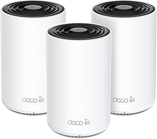 TP-Link Deco XE70 Pro AXE4900 Трехдиапазонная система Mesh WiFi 6E - порты WAN/LAN 2,5G, Wi-Fi 4,9 Гбит/с, зона покрытия 7200 кв. футов, подключение до 200 устройств, диапазон 6 ГГц, комплект из 3 штук.