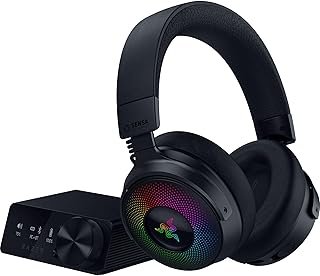Игровая беспроводная гарнитура Razer Kraken V4 Pro: OLED-дисплей управления, HD-тактовая обратная связь, беспроводная связь 2,4 ГГц, Bluetooth, USB, 3,5 мм, сверхширокополосный микрофон, совместима с ПК, Mac, PS5, Nintendo Switch, Steam Deck и смартфонами.