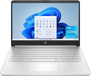Ноутбук HP 14 дюймов, HD-дисплей, процессор Intel Core i3-1215U, 8 ГБ ОЗУ, SSD 256 ГБ, графика Intel UHD Graphics, Windows 11 Home в режиме S, цвет «натуральный серебристый», артикул 14-dq5009nr