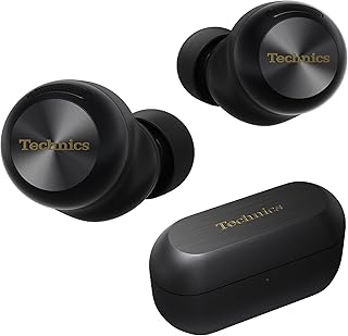 Беспроводные наушники Technics Reference Class Hi-Fi, Dolby Atmos с отслеживанием положения головы, адаптивное шумоподавление, многоточечное подключение к 3 устройствам, 10 часов работы от батареи, беспроводная зарядка, улучшенная посадка - EAH-AZ100-K (черные)