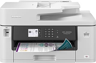 Brother MFC-J5340DW Профессиональный беспроводной цветной струйный многофункциональный принтер, печать на бумаге формата Ledger 11" x 17", высокая скорость 28 стр./мин, двусторонняя печать, лоток на 250 листов, поддержка мобильных устройств и облачных сервисов, совместимость с Alexa.