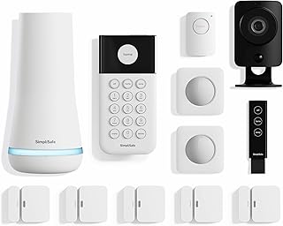 Беспроводная система домашней безопасности SimpliSafe из 12 предметов с HD-камерами — опционально круглосуточный профессиональный мониторинг — без контракта — совместима с Alexa и Google Assistant, белый цвет.