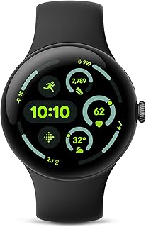 Смарт-часы Google Pixel Watch 3 (45 мм), модель 2024 года — Android, отслеживание сердечного ритма, расширенные функции Fitbit для бега, аналитика фитнеса, 24 часа работы от батареи — матовый черный алюминиевый корпус — ремешок цвета обсидиана — Wi-Fi