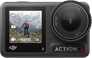 DJI Osmo Action 4 Standard Combo, водонепроницаемая экшн-камера 4K/120fps с 1/1,3-дюймовым сенсором, потрясающая съемка в условиях низкой освещенности, 10-битная и D-Log M цветовая температура, длительное время работы до 160 минут, камера для активного отдыха.