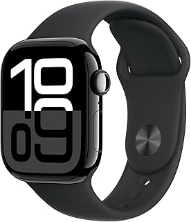 Apple Watch Series 10 [GPS + Cellular, 46 мм] — Корпус из черного алюминия с черным спортивным ремешком, размер S/M (восстановленные)