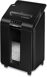 Коммерческий офисный шредер Fellowes AutoMax Micro-Cut 100M с автоматической подачей бумаги, 2-в-1, вместимостью 100 листов.