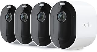 Камера видеонаблюдения Arlo Pro 5S Spotlight 2K HDR | Для улицы | Беспроводная | Двухдиапазонный Wi-Fi, подключается к самой мощной сети | 12-кратный зум, двусторонняя аудиосвязь, сирена, цветное ночное видение, прямая трансляция (белая, 4 камеры)
