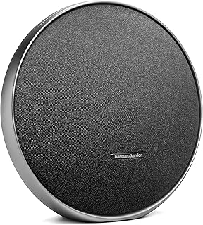 Harman Kardon Onyx Studio 9 — портативная стереоколонка Bluetooth для дома со встроенным аккумулятором, USB-зарядкой, функцией автоматической настройки и возможностью подключения нескольких колонок (производитель Auracast) — черная.