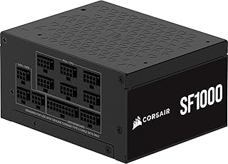 Блок питания CORSAIR SF1000 (2024) полностью модульный, сертифицированный по стандарту 80 PLUS Platinum, ATX, с низким уровнем шума – подходит для ATX 3.1 – подготовлен для PCIe 5.1 – кронштейн SFX на ATX в комплекте – черный