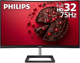 Philips 322E1C 32-дюймовый суперизогнутый безрамочный монитор, Full HD VA, 104% sRGB, Adaptive-Sync 75 Гц, VESA, 4-летняя расширенная гарантия на замену, черный/серебристый
