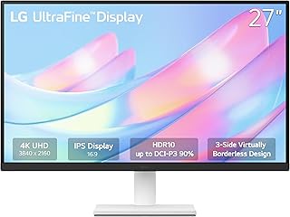 Монитор LG 27US500-W Ultrafine, 27 дюймов, 4K UHD (3840x2160), HDR10, IPS-матрица, безрамочный дизайн, режим чтения, функция Flicker Safe Switch, HDMI, DisplayPort — белый.