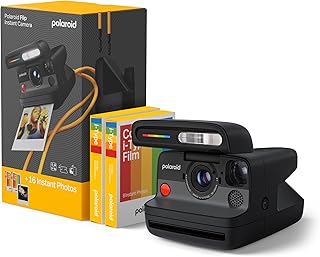 Фотоаппарат мгновенной печати Polaroid Flip + комплект цветной пленки (16 фотографий в комплекте) - черный (6565) - гиперфокальная 4-линзовая система, автофокусировка Sonar и анализ изображения с приложением-компаньоном, сопряженным по Bluetooth.