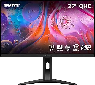 GIGABYTE - M27Q Advanced (США) - 27-дюймовый игровой монитор SS IPS - QHD 2560x1440-180 Гц - 1 мс MPRT - AMD FreeSync - KVM Type-C - HDMI, DP, Type-C - Регулировка по высоте - Черный