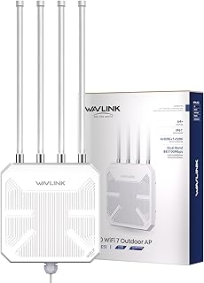 WAVLINK WiFi 7 BE5100 Уличный усилитель Wi-Fi, двухдиапазонный уличный ретранслятор Wi-Fi дальнего действия | Точка доступа | Mesh-маршрутизатор, питание по PoE | Водонепроницаемость IP67 | 4 антенны 8 дБи, Ethernet 2,5 Гбит/с, площадь покрытия до 2800 кв. футов