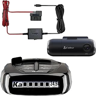 Радар-детектор Cobra RAD 480i и видеорегистратор SC 201 Smart Dash Cam + комплект для самостоятельной установки с разъемом OBD 2,5 А и разъемом Micro USB: дальность действия, быстрое обнаружение радаров, видео Full HD 1080p + карта памяти SD 16 ГБ, встроенный Wi-Fi и GPS.