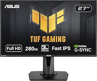 Монитор ASUS TUF Gaming VG279QM 27 дюймов, HDR, Full HD 1080p (1920 x 1080), Fast IPS, 280 Гц, совместимость с G-SYNC, синхронизация с минимальным размытием движения (ELMB SYNC), 1 мс, DisplayHDR 400, черный.