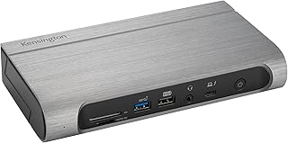 Док-станция Kensington SD5800T с четырьмя портами Thunderbolt 4 и USB4 для подключения четырех 4K-дисплеев, зарядкой 100 Вт, 2 портами HDMI, 2 портами DisplayPort, Ethernet 2,5 ГГц, кардридерами, для Windows/MacOS (K32856NA)