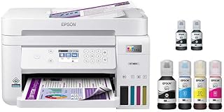 Беспроводной цветной многофункциональный струйный принтер Epson EcoTank ET-3850 Supertank без картриджей, предназначенный для дома и офиса, а также для сканирования, копирования, автоматической подачи документов и Ethernet-подключения, мобильной печати. ​​В комплекте: флакон с черными чернилами и USB-кабель.