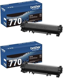 Оригинальные черные тонер-картриджи Brother TN770 (2 шт.) с увеличенным ресурсом, примерно 4500 страниц на картридж.