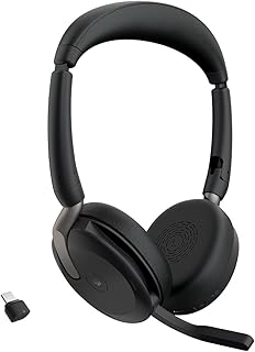 Беспроводная стереогарнитура Jabra Evolve2 65 Flex — Bluetooth, технология шумоподавления ClearVoice и гибридное активное шумоподавление — сертифицирована для Microsoft Teams — черная.