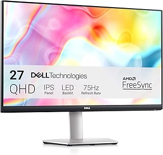 Монитор Dell S2722DC — 27-дюймовый WQHD (2560x1440) 75 Гц 4 Мс, AMD FreeSync, встроенные динамики, подключение USB Type-C, регулировка высоты/поворота/наклона — платиновый серебристый