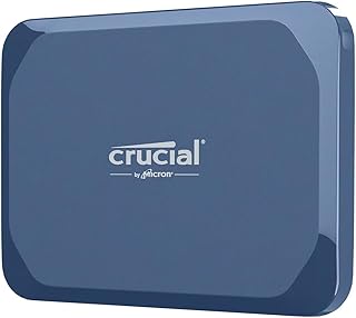 Портативный SSD-накопитель Crucial X10 4 ТБ, скорость до 2100 МБ/с, USB 3.2 USB-C, внешний твердотельный накопитель, совместимый с Windows, Mac и Android, надежное хранилище для игр, фотографий и файлов, синий - CT4000X10SSD9-02