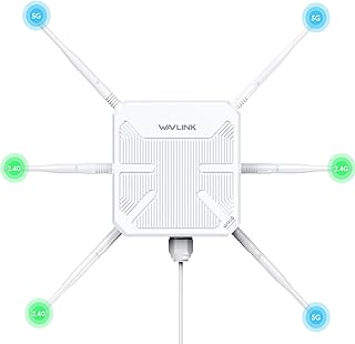 Уличный расширитель WiFi 6 AX3000 2025 года, ретранслятор/точка доступа WiFi дальнего действия WAVLINK с двухдиапазонным подключением/PoE/водонепроницаемостью IP67/6 антеннами 7 дБи, поддерживает до 256 устройств для гаража, двора, автодома, фермы.