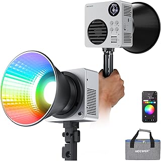 NEEWER HB80C RGBWW LED видеосвет со встроенным аккумулятором 72 Вт·ч и быстрой зарядкой PD 100 Вт, миниатюрный RGB COB-светильник мощностью 80 Вт с креплением Bowens, ручной прожектор, цветовая температура 2500K-7500K, 10400 люкс/м², 18 эффектов.