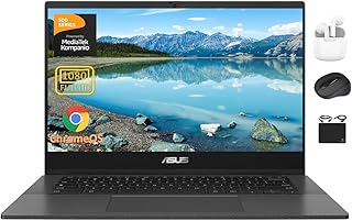 Ноутбук ASUS Chromebook для студентов и бизнеса, 2024 год, 14-дюймовый FHD-дисплей с антибликовым покрытием, 8-ядерный процессор MediaTek Kompanio 520, 4 ГБ ОЗУ, 128 ГБ памяти (64 ГБ eMMC + карта памяти 64 ГБ), веб-камера, Wi-Fi, более 15 часов работы от батареи, Chrome OS + HubxcelAccessory