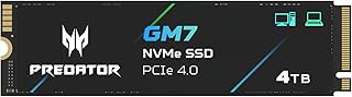 Твердотельный накопитель Predator GM7 4 ТБ: M.2 2280 PCIe Gen 4 x4 NVMe 2.0, скорость чтения до 7400 МБ/с, внутренний твердотельный накопитель для ноутбуков, настольных компьютеров и PS5 - BL.9BWWR.120