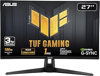 Монитор ASUS TUF Gaming 27” 1440P HDR (VG27AQ3A) – QHD (2560 x 1440), 180 Гц, 1 мс, Fast IPS, 130% sRGB, Extreme Low Motion Blur Sync, встроенные динамики, Freesync Premium, совместимость с G-SYNC, HDMI, DisplayPort