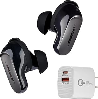 Беспроводные наушники Bose QuietComfort Ultra Bluetooth, глубокие басы, до 6 часов воспроизведения и первоклассное активное шумоподавление в комплекте с зарядным устройством USB-C/A мощностью 20 Вт (черные)