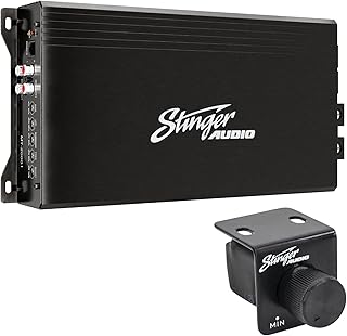 STINGER Audio MT20001 1-канальный моноблочный автомобильный усилитель для сабвуфера мощностью 2000 Вт RMS с пультом дистанционного управления, регулятором низких частот, классом D, полевым транзистором Hexfet MOSFET, сабвуферным фильтром, фильтром нижних частот, усилением низких частот Q