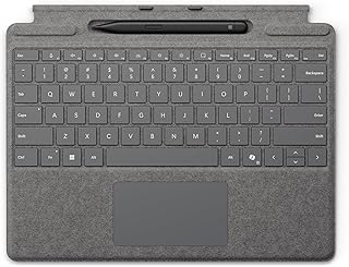 Комплект Microsoft Surface Pro Keyboard with Slim Pen 2 для Pro Copilot+ (11-е издание), Pro 9 и Pro 8, материал Alcantara, платиновый цвет.