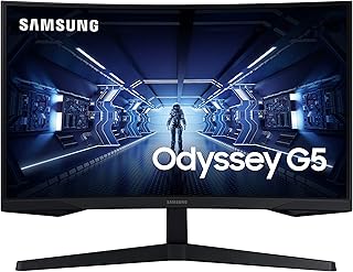 Игровой монитор SAMSUNG Odyssey G5 Series 27 дюймов, WQHD (2560x1440), 144 Гц, изогнутый, 1 мс, HDMI, Display Port, FreeSync Premium (LC27G55TQWNXZA)